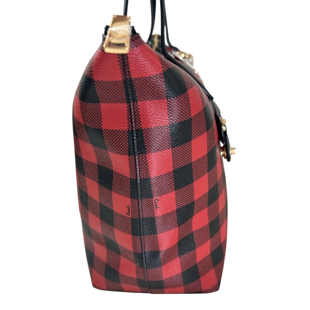 New With Tags Coach Gallery Tote in Buffalo Plaid Red Black C0204 - Picture 8 of 16